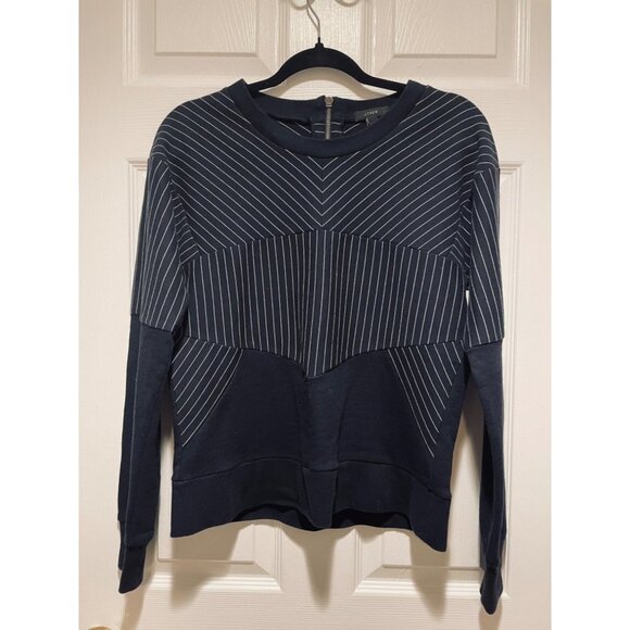 J.Crew Men's Black & White Striped Long Sleeve Back Zip Pullover Size S - Picture 1 of 5